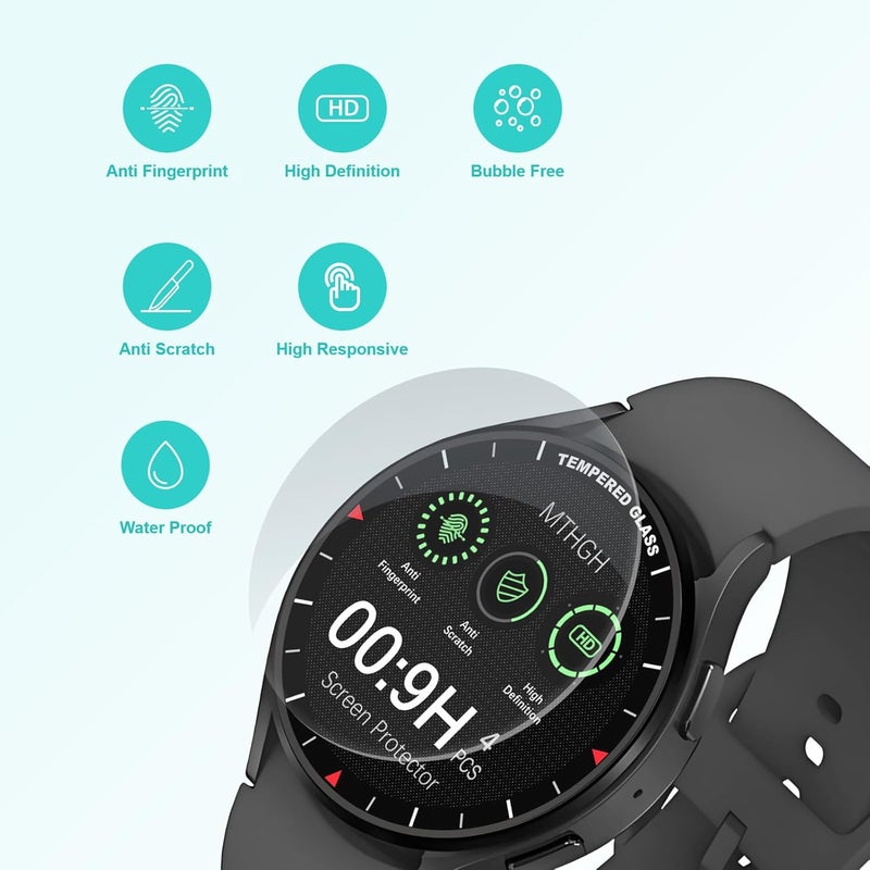 MTHGH 34.5mm(1.36inch) Diameter Screen Protector,(4 Pack) 9H Hardness Tempered Glass Screen Protector for Universal Round Watch with Anti-Scratch,Anti-Explosion,Bubble-Free,High-Definition - Image 4